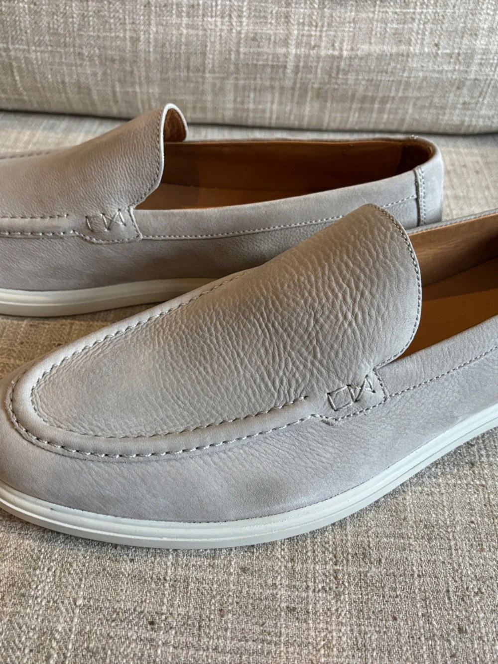 Peter Millar Light Taupe Suede Slip-On Loafers